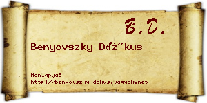 Benyovszky Dókus névjegykártya